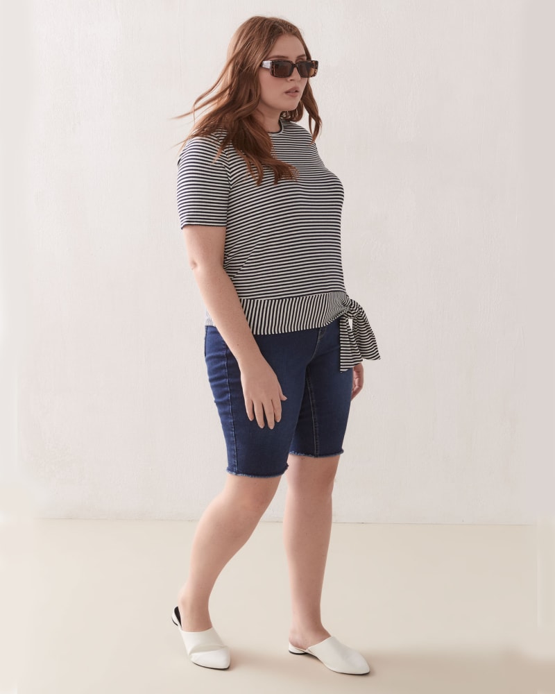 Plus size model wearing Marie Bermuda Shorts by Addition Elle | Dia&Co | dia_product_style_image_id:119376